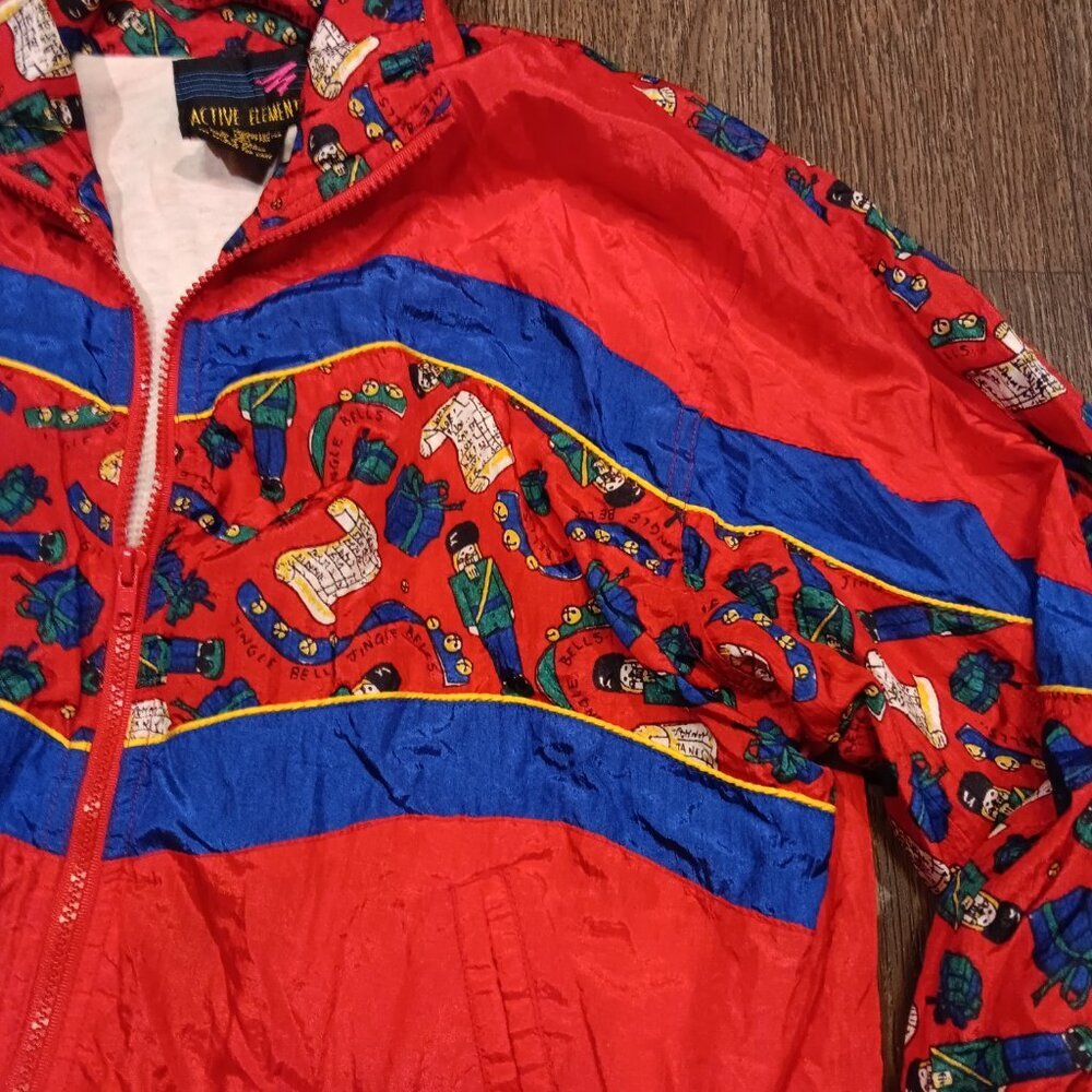 Vintage active elements christmas Jacket nylon sz… - image 4